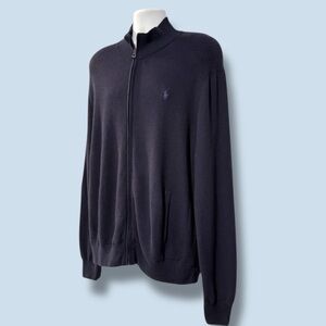 Polo Ralph Lauren Pima Cotton Dark Blue Full-Zip Pima Cotton Sweater - XL